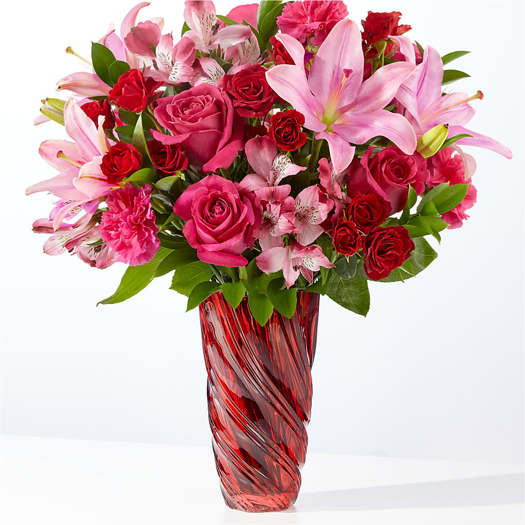 In Love Bouquet with Luxe Swirl Vase – Flowers Forever, Carlsbad CA