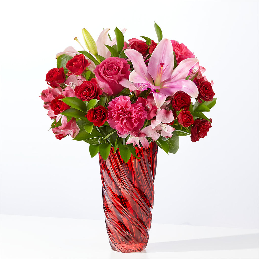 In Love Bouquet with Luxe Swirl Vase – Flowers Forever, Carlsbad CA