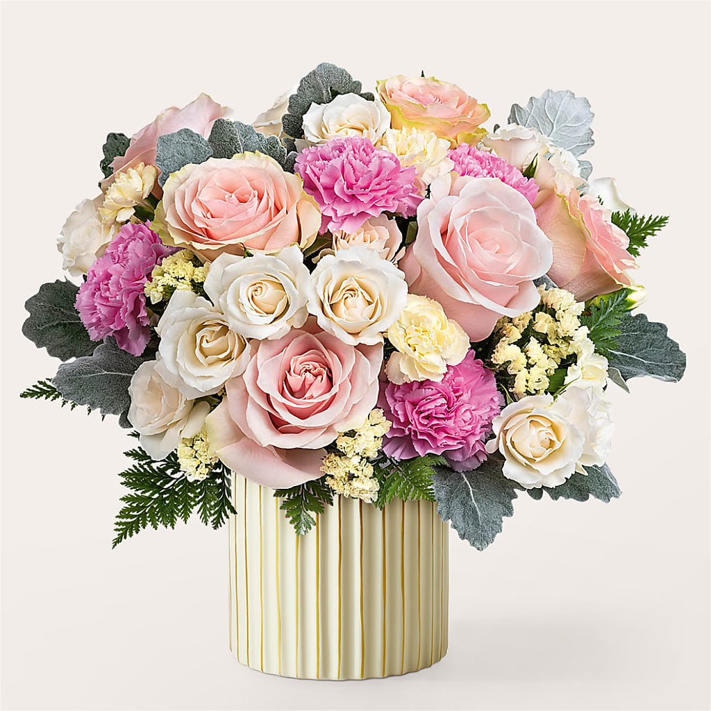Blissful Moments Bouquet with Ivory Vase – Flowers Forever, Carlsbad CA