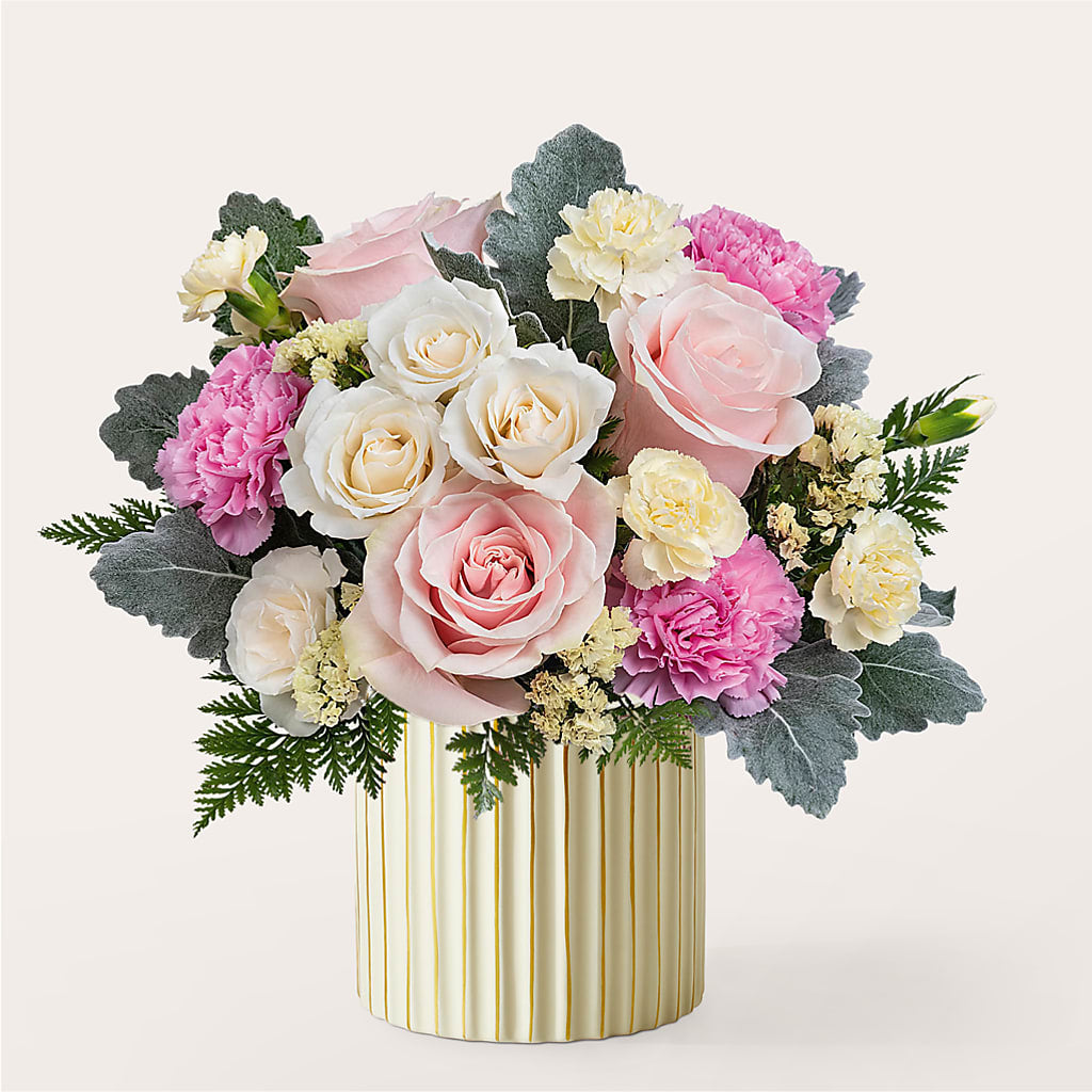 Blissful Moments Bouquet with Ivory Vase – Flowers Forever, Carlsbad CA