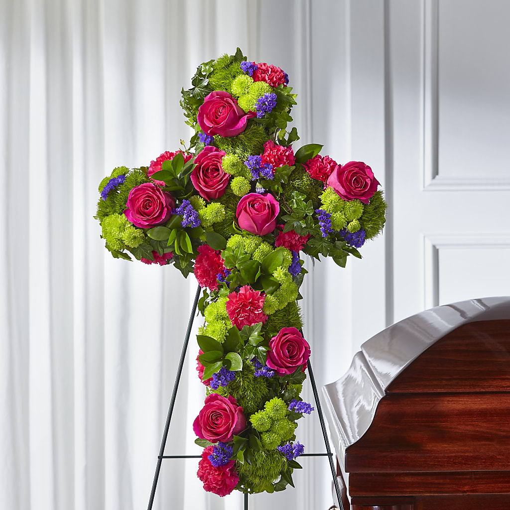 Tribute Rose Floral Cross – Flowers Forever, Carlsbad CA