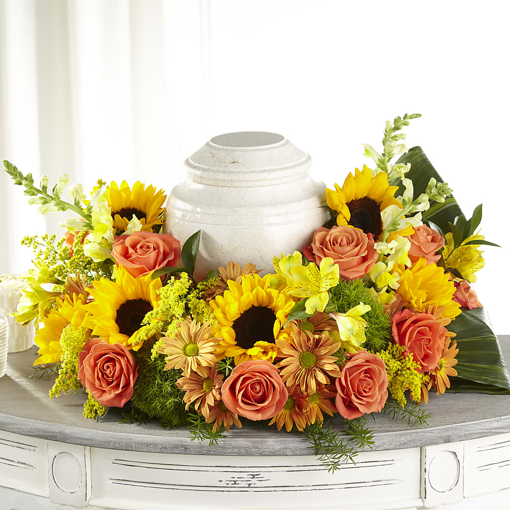 Faithful Sunflower Cremation Adornment – Flowers Forever, Carlsbad CA