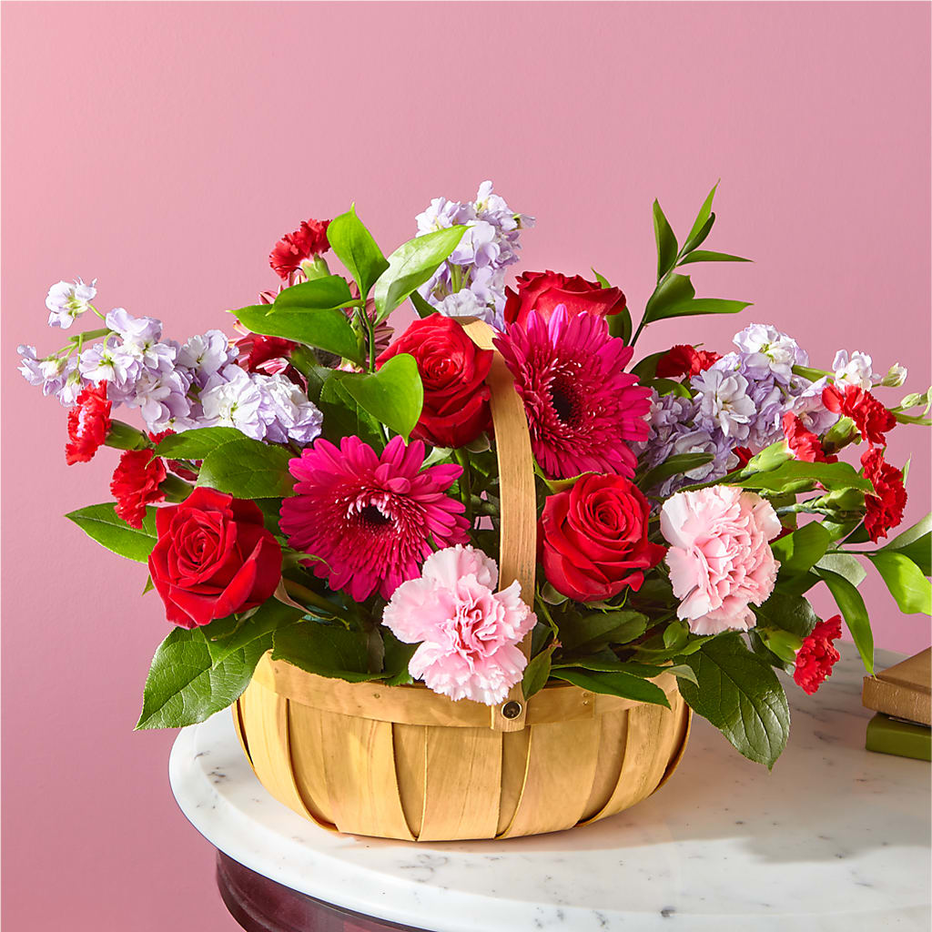Pink Picnic Basket – Flowers Forever, Carlsbad CA