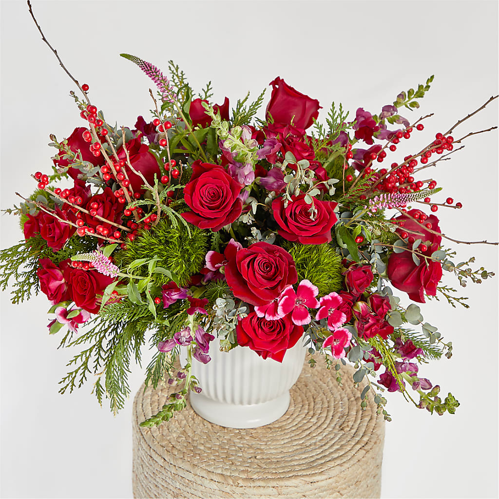 Big Red Bow Bouquet –  Flowers Forever, Carlsbad CA