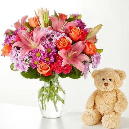 One and Only Bouquet and Bear Bundle –  Flowers Forever, Carlsbad CA