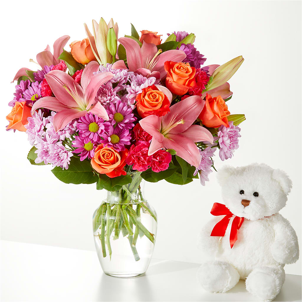 One and Only Bouquet and Bear Bundle –  Flowers Forever, Carlsbad CA