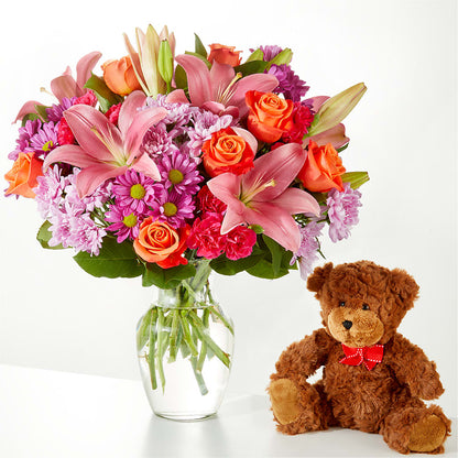 One and Only Bouquet and Bear Bundle –  Flowers Forever, Carlsbad CA
