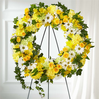 Golden Remembrance Wreath –  Flowers Forever, Carlsbad CA