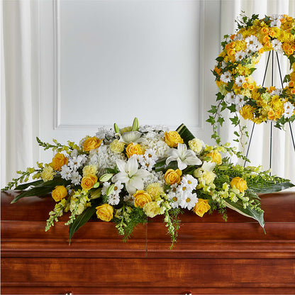 Golden Harmony Casket Spray –  Flowers Forever, Carlsbad CA