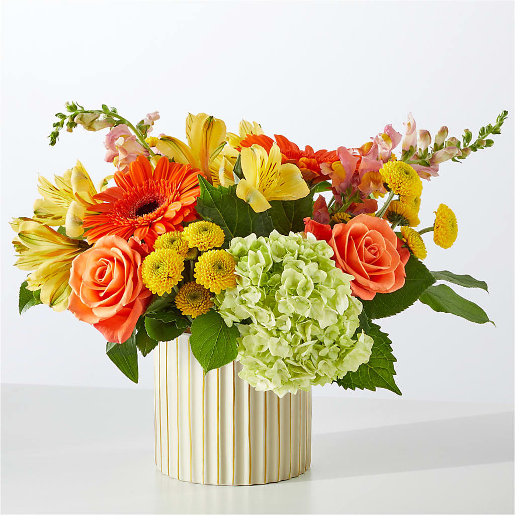 Autumn Sunshine Bouquet with Ivory Vase –  Flowers Forever, Carlsbad CA