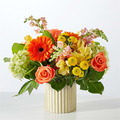 Autumn Sunshine Bouquet with Ivory Vase –  Flowers Forever, Carlsbad CA
