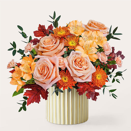 Spiced Latte Bouquet with Ivory Vase –  Flowers Forever, Carlsbad CA