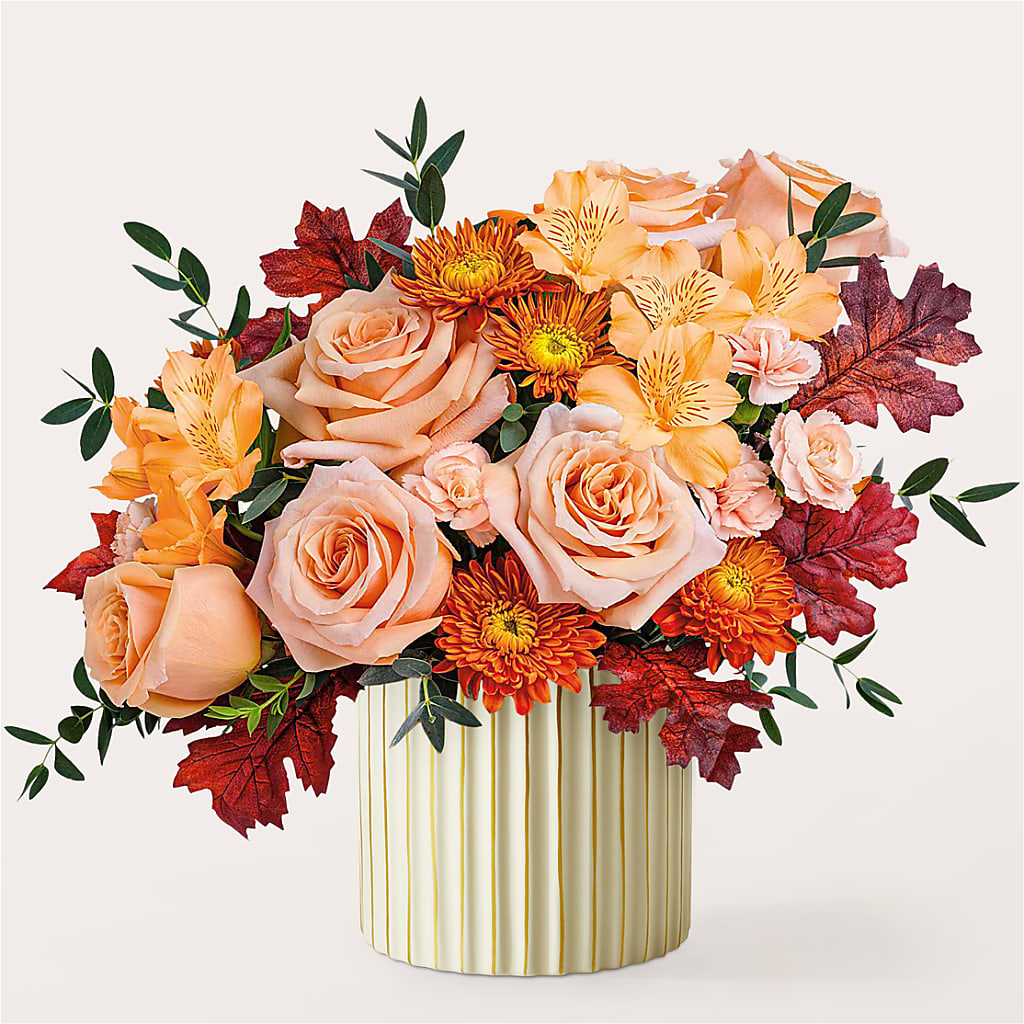 Spiced Latte Bouquet with Ivory Vase –  Flowers Forever, Carlsbad CA