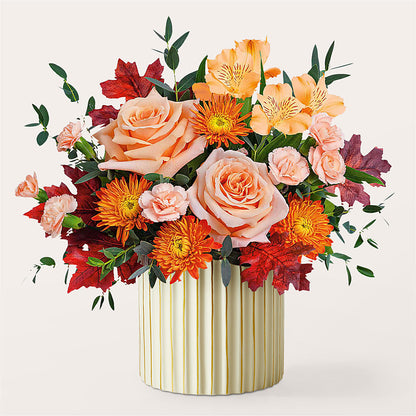 Spiced Latte Bouquet with Ivory Vase –  Flowers Forever, Carlsbad CA