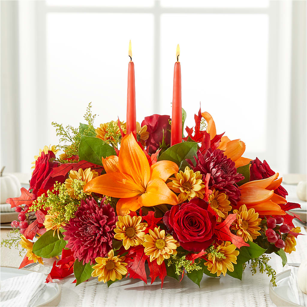 Autumn's Embrace Centerpiece –  Flowers Forever, Carlsbad CA