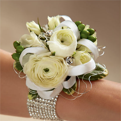 White Wedding Corsage –  Flowers Forever, Carlsbad CA